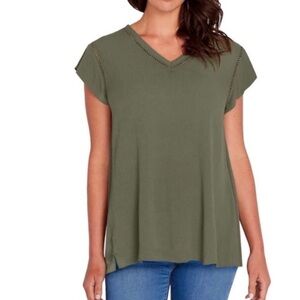 Olive v neck blouse by Buffalo David Bitton M